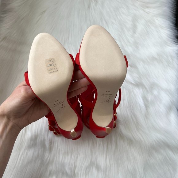 Giuseppe Zanotti Women's Red Coline 110 Wing Sandals Size 38.5 - Picture 10 of 13